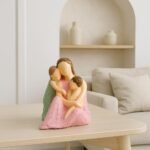 Xtore Heartwarming Mother and Child Figurine | Resin Home Decor Accent | Unique Art Piece for Living Room, Nursery, or Gift | Symbol of Love and Family | Pastel Colored Sculpture - Fast Shipping to USA & Canada