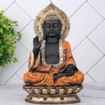 Global Grabbers New Sitting Buddha Statue showpiece Idol Home Decor Items for Living Room and Gifts (Orange Black) - Fast Shipping to USA, Canada & India - Image 2