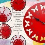 Sehaz Artworks Wooden Wall Clock for Home Stylish Wall Clocks for Living Room - 12 Butterflies Red - Fast Shipping to USA & Canada - Image 2