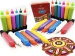 CraftVatika 24 Rangoli Colour Powder Tube Kit Diwali Decoration Items Bottles Tool Floor Art Rang for Home Navratri Pongal Pooja Mandir Decor (Pack of 24) - Fast Shipping to USA & Canada - Image 2