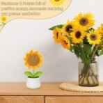 VRB DecTM 1 Pcs Crochet Flowers Artificial Sunflower for Office Desk Car Dashboard Decor,Home Decoration, Office, Bedroom, Christmas Decor, Wedding (Sunflower Pot) - Fast Shipping to USA & Canada - Image 4