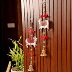 CraftVatika Pichwai Cow Wall Decor Hanging Latkan for Door Wall Decoration, Diwali Decor Items Diwali Decoration for Home, Festive Decor Items, Pichwai Backdrop Cow with Bell Hanging 14.5 Inch Height - Fast Shipping to USA & Canada - Image 2