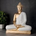 Global Grabbers New Sitting Meditating Buddha Statue showpiece Idol Home Decor Items for Living Room and Gifts (White Golden) - Fast Shipping to USA, Canada & India - Image 4