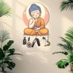 Webelkart Cute Gautam Buddha Printed Key Holder for Home/Office Decor,Key Holder for Wall Decor,Key Chain Holder for Wall Decor (10 inches) Decorative Item for Home - Fast Shipping to USA & Canada - Image 2