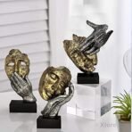 Xtore Human Face Decorative Statues | Handcrafted and Hand Painted (Pack of 3, Gold & Silver) - Fast Shipping to USA & Canada - Image 2
