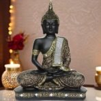Global Grabbers New 25 Centimetre Meditating Sitting Buddha Statue showpiece Idol Home Decoration Items for Living Room Decor and Gifts (Golden6 Black) - Fast Shipping to USA, Canada & India - Image 3