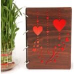 Sehaz Artworks Heart Windchime Wooden Scrap Book Photo Album (30 cm x 21 cm x 3 cm, Brown) - Fast Shipping to USA & Canada - Image 3
