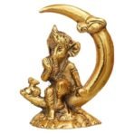 Webelkart Premium Handicrafted Gold Plated Metal Lord Ganesha Idol Sitting On Moon for Home and Puja| Lord| Diwali Puja Items Diwali Decor Item (4.5" Inches,Gold) - Fast Shipping to USA & Canada - Image 4