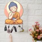 Webelkart Cute Gautam Buddha Printed Key Holder for Home/Office Decor,Key Holder for Wall Decor,Key Chain Holder for Wall Decor (10 inches) Decorative Item for Home - Fast Shipping to USA & Canada - Image 3