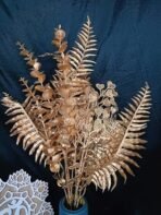 VRB Dec Plastic TM 4 Pcs Artificial Eucalyptus Gingko Leaves Fern Faux Flowers Fake Flower for Diwali/Christmas/Home,Office Corner,Bedroom,Balcony,Decor,Restaurant Decor and Craft (4 Pcs Golden Set) - Fast Shipping to USA & Canada - Image 2