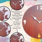 Sehaz Artworks Wooden Wall Clock for Home Stylish Wall Clocks for Living Room - Moon Butterfly Wood - Fast Shipping to USA & Canada - Image 2
