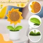 VRB DecTM 1 Pcs Crochet Flowers Artificial Sunflower for Office Desk Car Dashboard Decor,Home Decoration, Office, Bedroom, Christmas Decor, Wedding (Sunflower Pot) - Fast Shipping to USA & Canada - Image 3