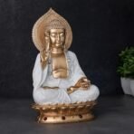 Global Grabbers New Sitting Buddha Statue showpiece Idol Home Decor Items for Living Room and Gifts (White Golden) - Fast Shipping to USA, Canada & India - Image 3