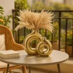 Xtore Metallic Gold Ceramic Donut Vases for Home DECOR | Minimalist Aesthetic Decorative Vase for Living Room, Bedroom, Office, Shelf, Coffee Table, Dining Table - (Pack of 2, Grass not Included) - Fast Shipping to USA & Canada - Image 3