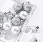 VRB Dec 24 Pcs Christmas Balls Ornaments Shatterproof Gold Xmas Trees Parties Decorations Balls for Holiday Wedding Party Decoration,with Hanging Hole (Silver 4 Cm) - Fast Shipping to USA & Canada - Image 2