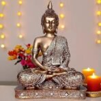 Global Grabbers New 25 Centimetre Meditating Sitting Buddha Statue showpiece Idol Home Decor Items for Living Room and Gifts (Golden2) - Fast Shipping to USA, Canada & India - Image 4