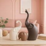 Xtore Home DECOR Elephant Family Matte Finish Ceramic Figures - (Set of 3 Piece, Matte Brown) - Fast Shipping to USA & Canada