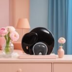 Xtore Home DECOR Lucky Charm Elephant Mother & Kid | Piano Finish Ceramic Figures - (Set of 2 Piece, Black and Grey) - Fast Shipping to USA & Canada