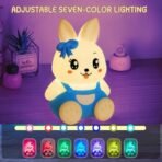 One94Store Blue 7-Color Silicone Rabbit Night Lamp | Soft Squishy Cute Rabbit LED Bedside Light with Tap Control, Nursery Sleep Light, Rechargeable Baby Night Lamp for Bedroom & Home DECOR - Fast Shipping to USA & Canada - Image 2