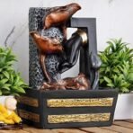 Global Grabbers Polyresin Table Top Indoor Outdoor Water Fall Fountain with LED Lights Home Decor Decoration Gift Gifting Items-GOL_BLK-S5-(000) - Fast Shipping to USA, Canada & India - Image 2