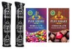 PUFF SMART Premium Herbal Flavors Bubblegum, Chocolate and 2 Polo Quick Light Charcoal Combo (100% Tobacco and Nicotine Free) - Fast Shipping to USA & Canada