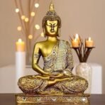 Global Grabbers New 25 Centimetre Meditating Sitting Buddha Statue showpiece Idol Home Decor Items for Living Room and Gifts (1, GOL4-BS2) - Fast Shipping to USA, Canada & India - Image 4