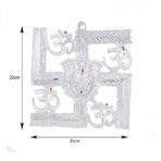 JaipurCrafts Aluminium Wall Hanging of Lord Ganesha On Swastik with Om Showpiece - (22.86 cm, Silver) - Fast Shipping to USA & Canada - Image 3