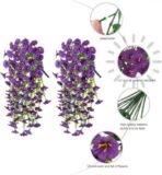 VRB Dec 2 Pcs Artificial Daisy Greenery Hanging Fern Plants Vines Fake Ivy Hanging Flowers Vine Wall Hanging for Home Decor,Wall,Balcony Decoration. (2, Violet Daisy Fern Hanging) - Fast Shipping to USA & Canada - Image 3