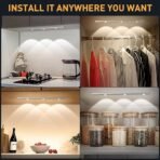 One94Store 40cm Motion Sensor Under Cabinet LED, 400mAh Battery, Dimmable USB Rechargeable Closet Lamp, Wireless Stick-On for Wardrobe, Kitchen, Stairs (Pack of 1) Yellow - Fast Shipping to USA & Canada - Image 4