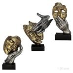 Xtore Human Face Decorative Statues | Handcrafted and Hand Painted (Pack of 3, Gold & Silver) - Fast Shipping to USA & Canada - Image 5