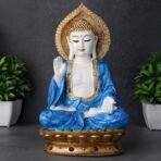 Global Grabbers New Sitting Buddha Statue showpiece Idol Home Decor Items for Living Room and Gifts (Blue White Glossy) - Fast Shipping to USA, Canada & India - Image 2