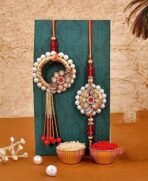 CraftVatika Rakhi Gift Combo for Brother Bhaiya and Bhabhi | Bhaiya Bhabhi Couple Rakhi Set of 2 | Rakhi with Ganesha Idol Gift for Brother | Premium Kundan Lumba Rakhi for Bhabhi - Fast Shipping to USA & Canada - Image 4