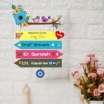 Webelkart Premium Wooden Welcome Happy family Customised Wall Hanging Name Plate For Home Entrance outdoor,Wooden Hanging Welcome Hanging For Wall - (18 x 12 Inches) - Fast Shipping to USA & Canada - Image 4