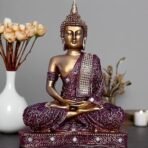 Global Grabbers New 25 Centimetre Meditating Sitting Buddha Statue showpiece Idol Home Decoration Items for Living Room Decor and Gifts (Red Golden) - Fast Shipping to USA, Canada & India - Image 2