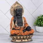 Global Grabbers New Sitting Buddha Statue showpiece Idol Home Decor Items for Living Room and Gifts (Orange Black) - Fast Shipping to USA, Canada & India - Image 3