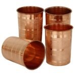 JaipurCrafts Set of 4 Pure Copper Luxury Glass Tumbler Cup 250 ML Each - for Home and Office (Drinking Serving Water, Yoga Ayurveda) - Fast Shipping to USA & Canada - Image 3