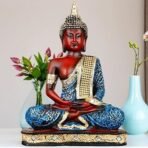 Global Grabbers New 25 Centimetre Meditating Sitting Buddha Statue showpiece Idol Home Decoration Items for Living Room Decor and Gifts (Blue White Maroon) - Fast Shipping to USA, Canada & India - Image 5