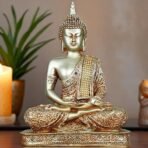 Global Grabbers New 25 Centimetre Meditating Sitting Buddha Statue showpiece Idol Home Decoration Items for Living Room Decor and Gifts (Silver3) - Fast Shipping to USA, Canada & India - Image 5
