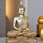Global Grabbers New 25 Centimetre Meditating Sitting Buddha Statue showpiece Idol Home Decoration Items for Living Room Decor and Gifts (Silver3) - Fast Shipping to USA, Canada & India - Image 4