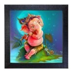 Sehaz Artworks Wall Painting for Living Room | Wall Art | Ganesha Wall Hanging | Painting for Wall Decoration - 12 Inches X 12 Inches with Photo Frame - Fast Shipping to USA & Canada