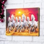 Webelkart Premium Big Seven Running Horses With Frame For Wall Vastu UV Print, Sunset Background Canvas Painting,Seven Horse Large Decorative Painting for Home Living Room,(8 MM 17.32" Inches) - Fast Shipping to USA & Canada - Image 2