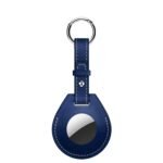 Xtore Leather Air-tag Protective Cover KeyChain | Anti-scratch Air-tag case - (Pack of 1, BLUE - Fast Shipping to USA & Canada