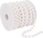 VRB Dec TM 5 Mtrs Artificial Pearls Bead Moti Pearls Bead Chain for Jewellery Making, Beads for Bracelet Making, Resin Art,Beads, Crafting, Scrap Booking and Embroidery DIY Craft (10 MM, 5 MTR), White - Fast Shipping to USA & Canada