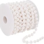 VRB Dec TM 5 Mtrs Artificial Pearls Bead Moti Pearls Bead Chain for Jewellery Making, Beads for Bracelet Making, Resin Art,Beads, Crafting, Scrap Booking and Embroidery DIY Craft (10 MM, 5 MTR), White - Fast Shipping to USA & Canada