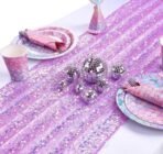VRB Dec 1 MTR 40 Inch Net White Cloth for Decoration,Baby Photoshoot Props Cloth for Decoration,Parties,Costumes, Gift Packing,Party Decor,Backdrop for Wedding mandap,Pooja (Purple Tikli, 1 MTR) - Fast Shipping to USA & Canada - Image 3