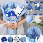 VRB Dec 1 Pcs Butterfly Artificial Crochet Flower Bouquet/Artificial Flowers Bunch/Crochet Flowers/Flowers Gift for Girls Home Decor,Gifting,etc. (Sky Blue Butterfly Crochet Flower Bouquet) - Fast Shipping to USA & Canada - Image 4