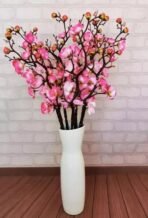 VRB DecTM 3 Pcs Artificial Cherry Blossom Flowers - Fake Plant for Home, Room, Office | Vase Decor | Decoration Items for Living Room (Pink) - Fast Shipping to USA & Canada