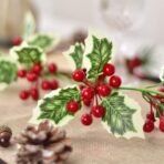 VRB Dec 1 pcs Artificial Flowers Vine Poinsettia Flowers (6 ft Long) Silk Poinsettia Garland for Ganpati/Christmas Decorations Items/Christmas Tree Decoration. (1 Pcs - Cherry Garland) - Fast Shipping to USA & Canada - Image 3