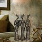 Xtore Beautiful Finish Uniquely Hand Crafted Home Decor African Tribal Women Art Piece - (Set of 3, Black and Golden Color) - Fast Shipping to USA & Canada - Image 3
