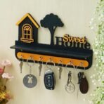 Webelkart Premium Stylish Wooden Sweet Home Keys Hanger for Wall Decor/Key Holder for Home Decoration/Key Chain for Office Decor, Key Holder for Wall (28 Cm x 18 Cm) - Fast Shipping to USA & Canada - Image 2